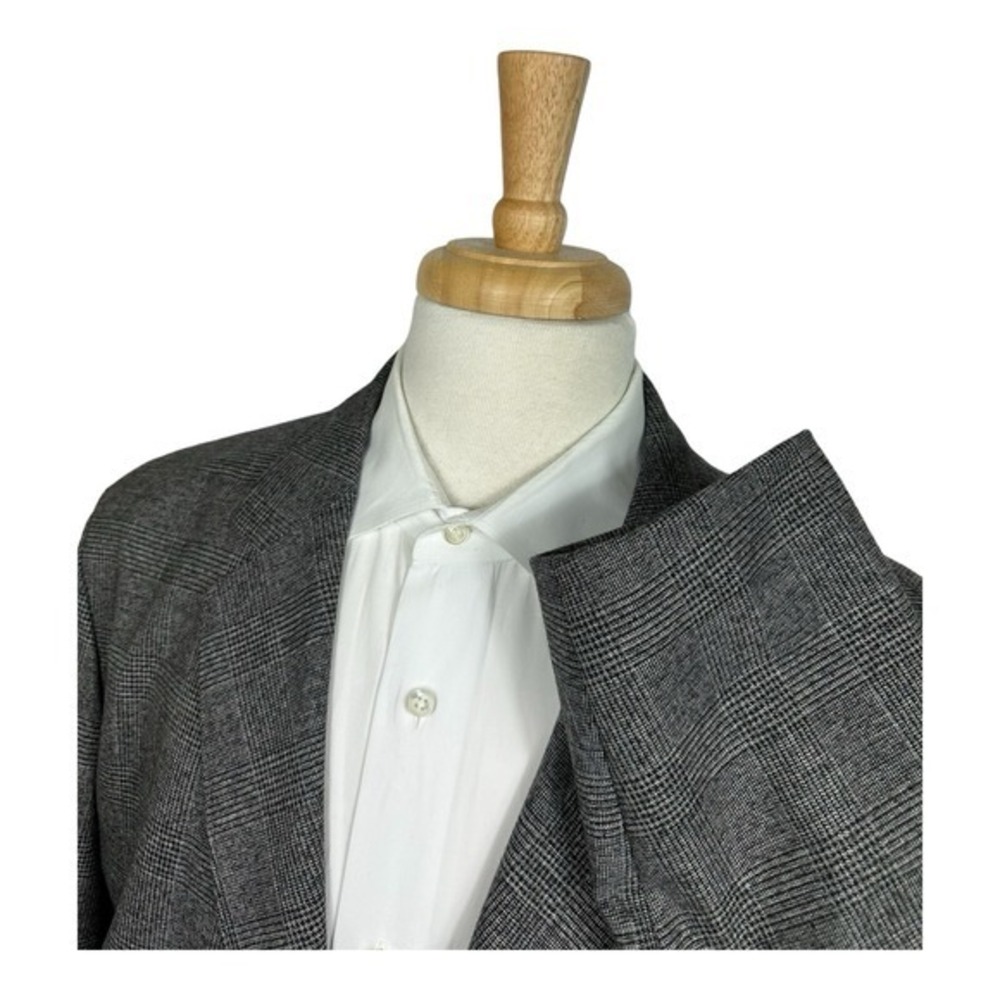 Hugo Boss Current Gray Black Checked Polyester‎ Blend Unstructured Blazer 46R - Picture 3 of 9